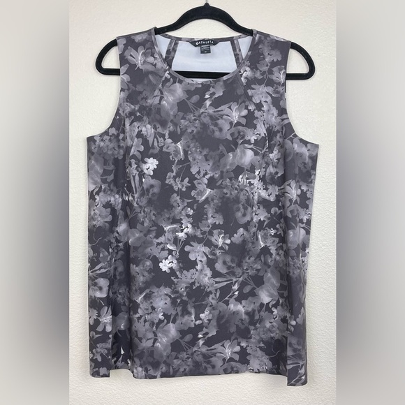 Athleta Women's Medium Zephyr Refined Tank Top Black Lumen Floral Activewear Gym - Picture 2 of 14
